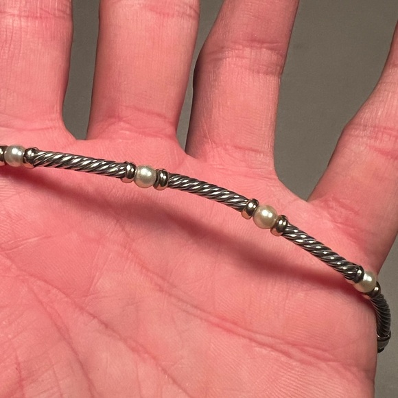 David Yurman .925 Silver and Pearl Metro Station Bracelet - Picture 3 of 10